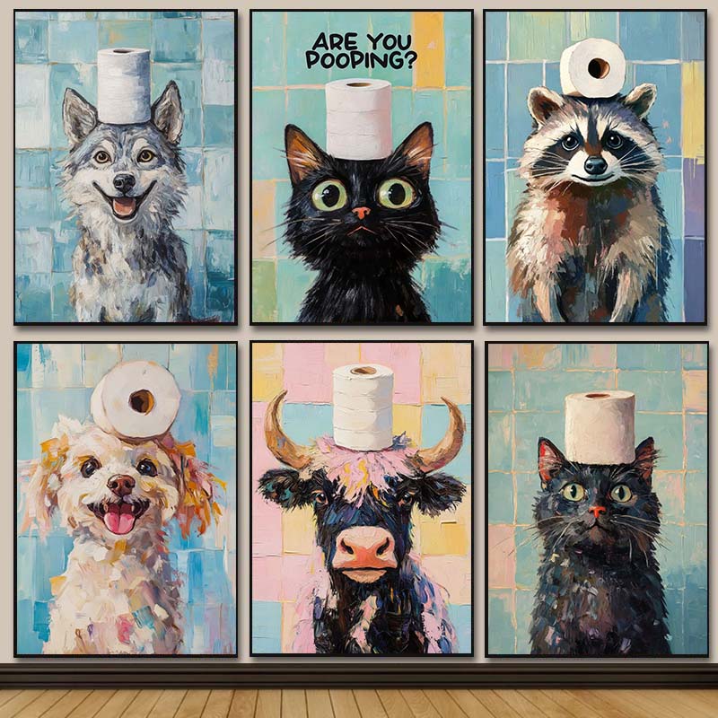 Resin Art Wallpaper - Cute Animal Oil Painting on Diamond