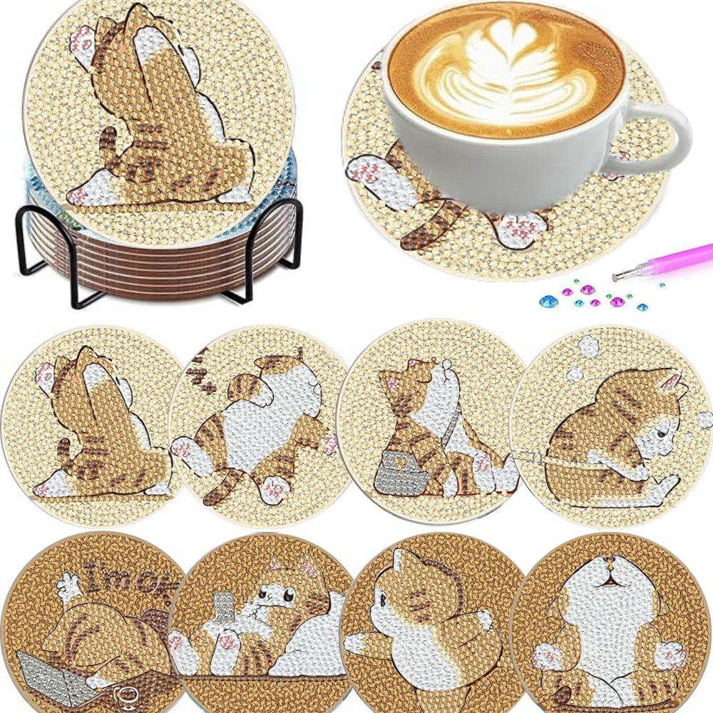 Resin Art Kits - 8 pieces/set of diamond painted coasters