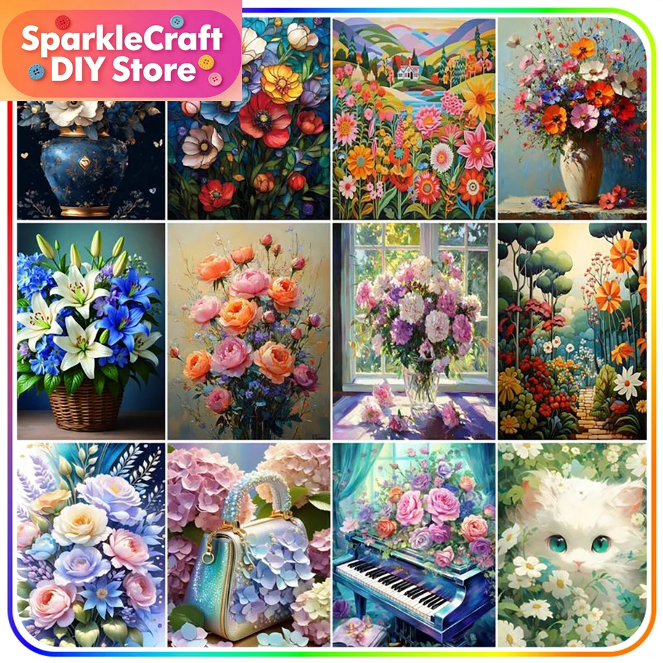Resin Art Kits - 1pc frameless Diamond Painting Kits Flowers