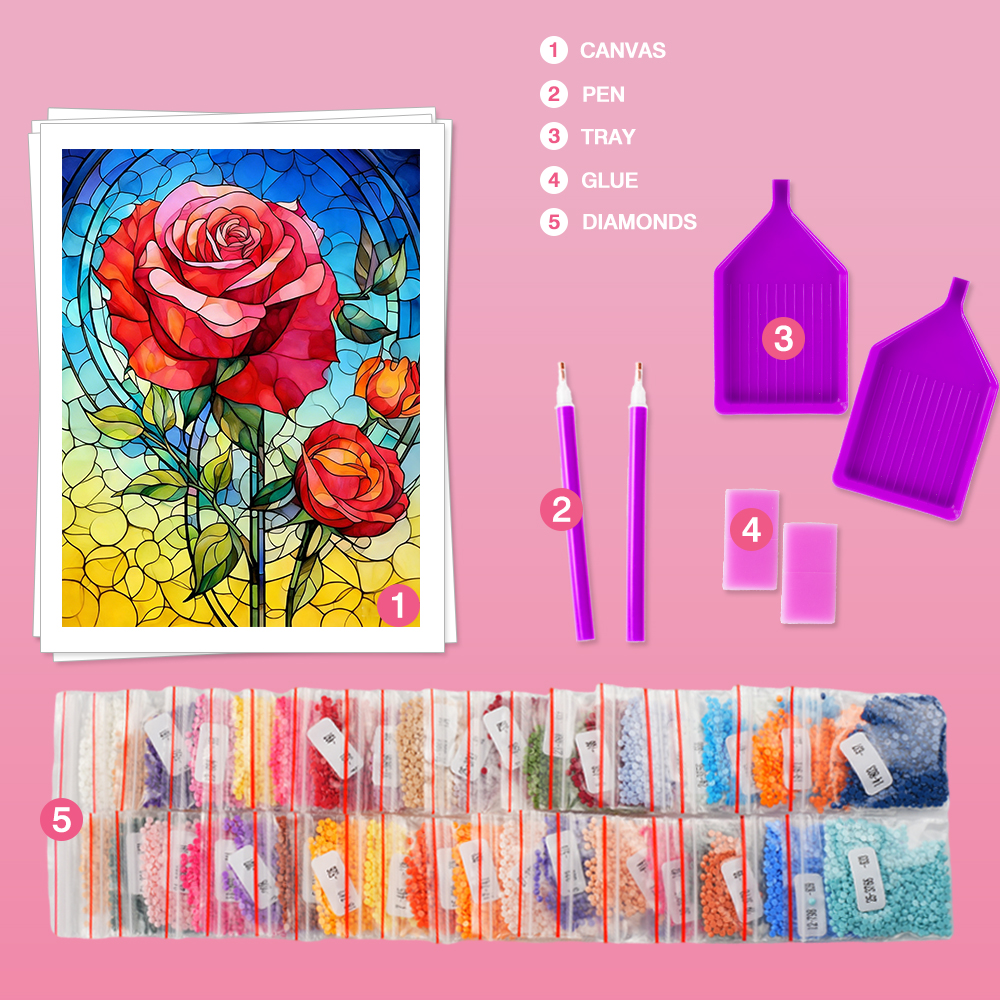 HUACAN 4PCS Full Round Drill D - Resin Art With Rose recensie en prijs