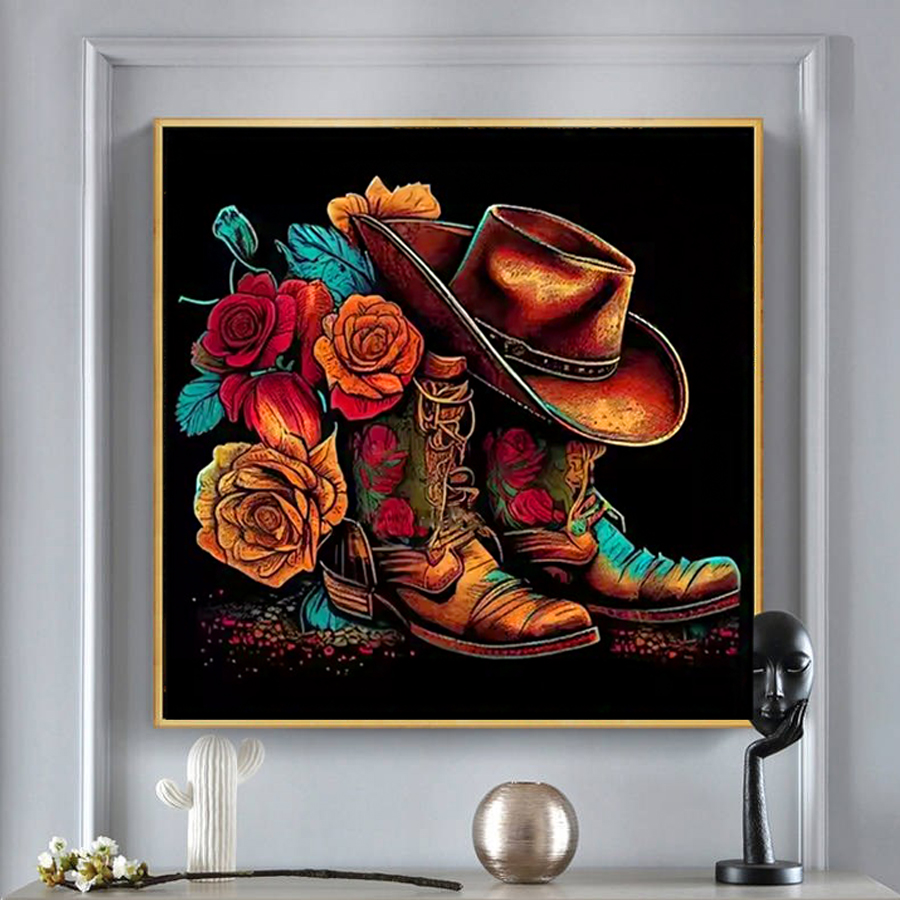 Cowboy Hat Boots Diamond Paint - Resin Art With Rose recensie en prijs