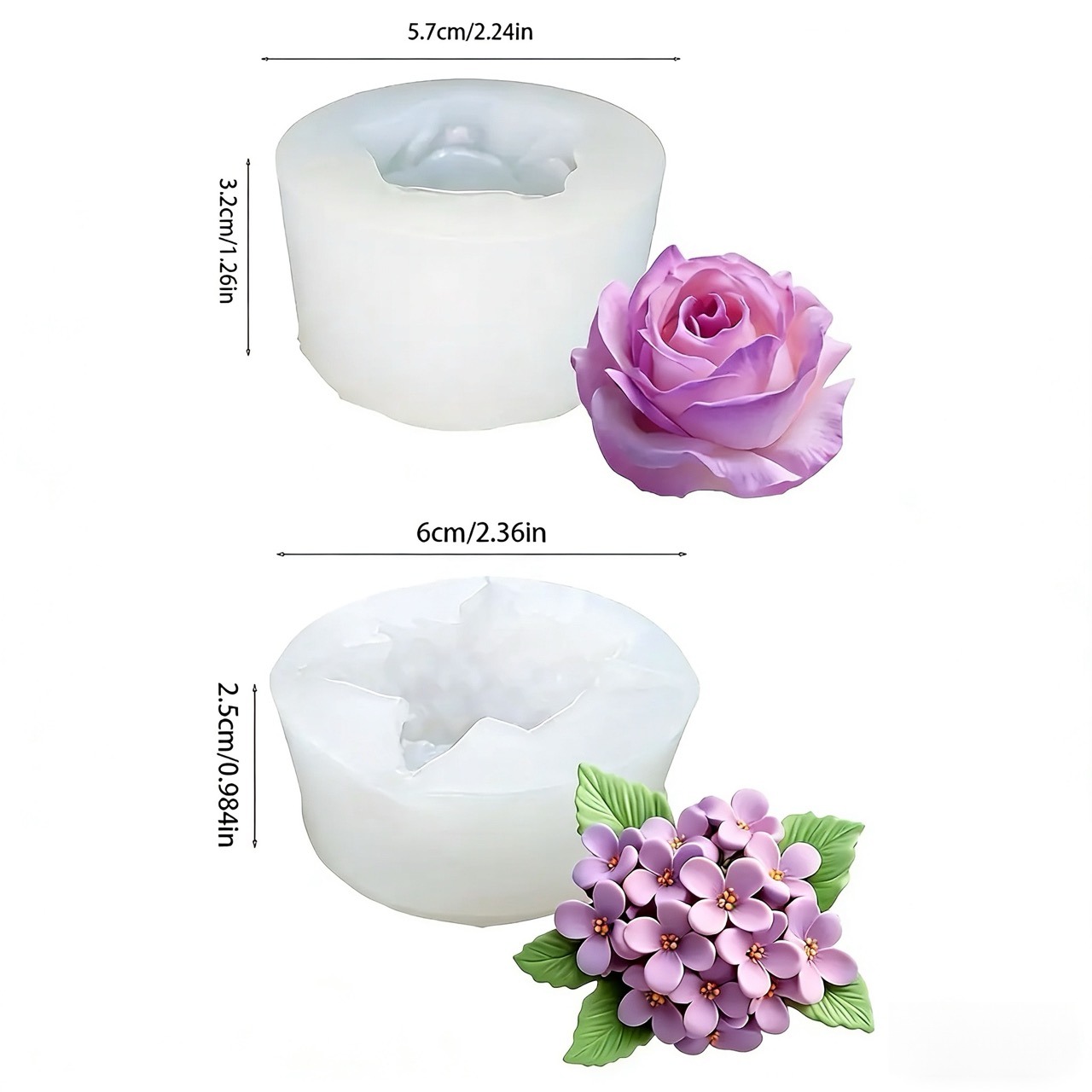 2-Piece 3D Rose and Lilac Sili - Resin Art With Rose recensie en prijs